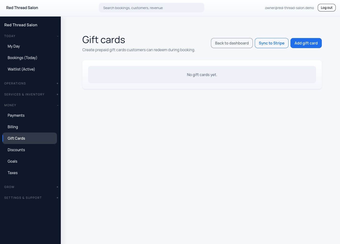 Gift cards overview and balances