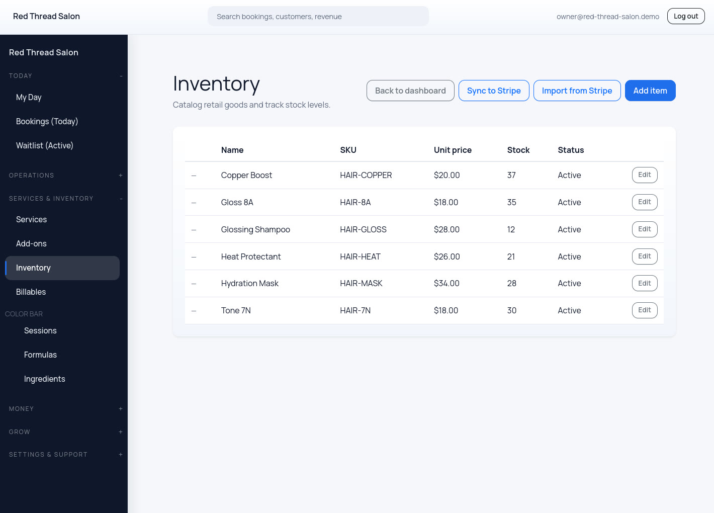 Inventory and retail catalog management