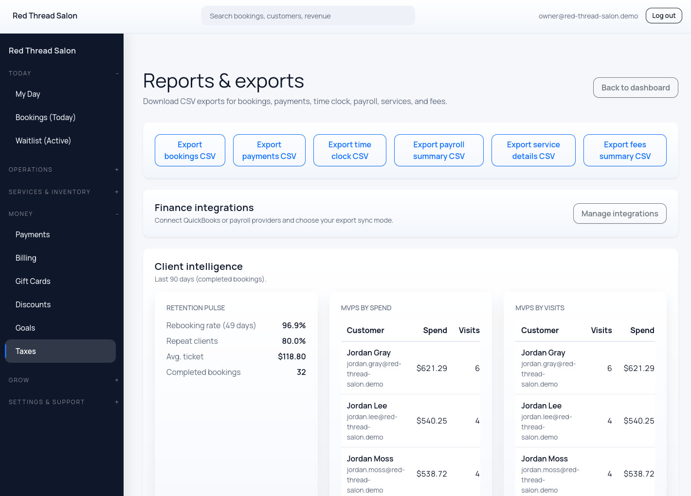 Tax prep exports and reporting tools